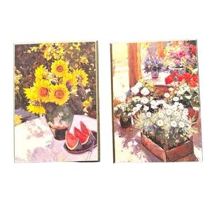 Pretty floral plaques. Bright colors to bring energy to any wall.
